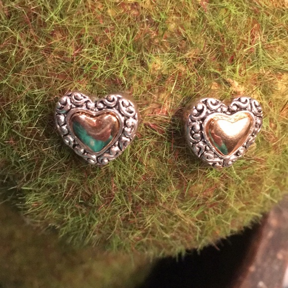Retired Brighton 2 Tone Heart ❤️Earrings - Picture 3 of 4